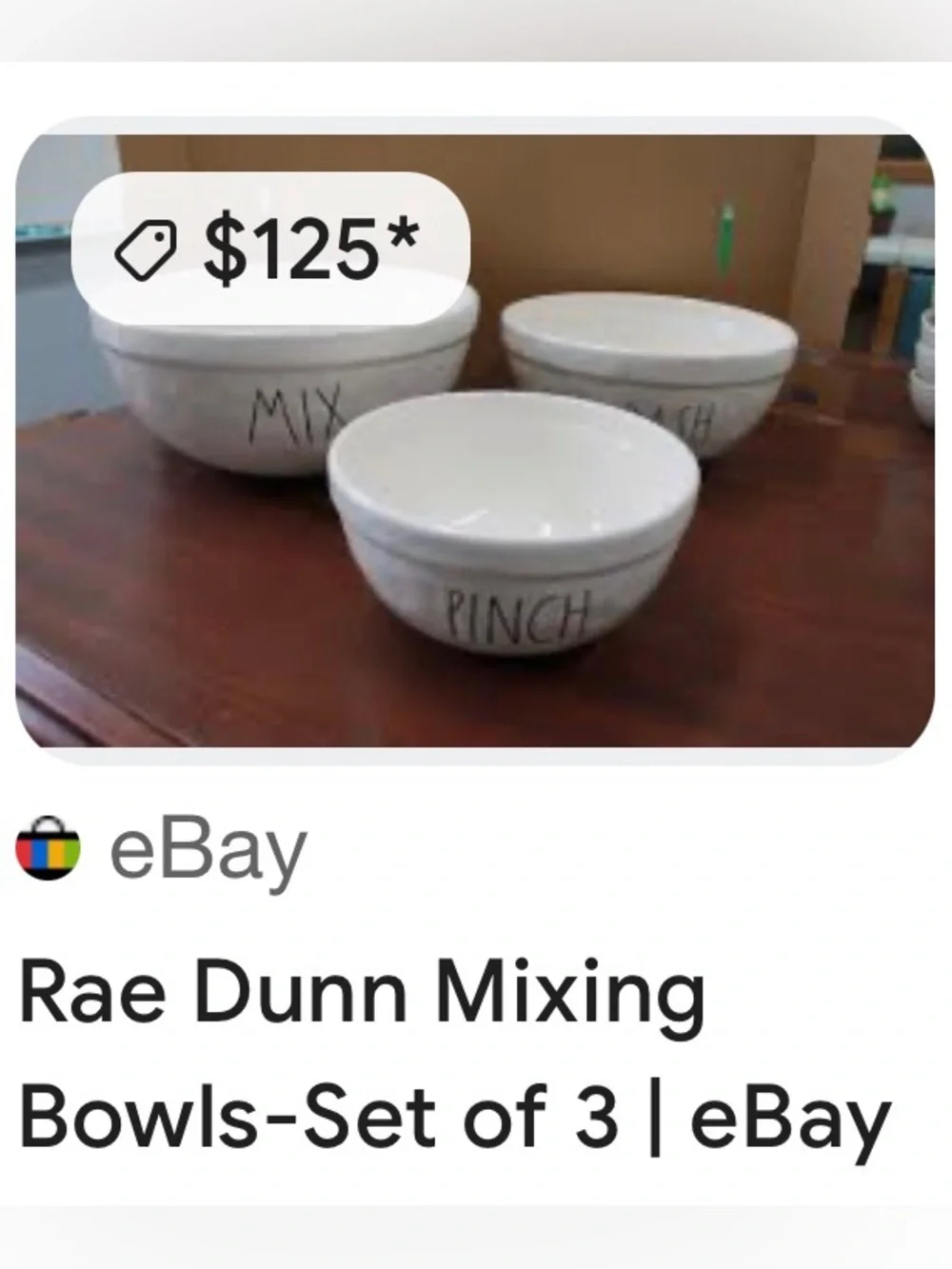 Rae Dunn by Magenta 3 pc. Ceramic Mixing/Serving Bowls White/Black EUC